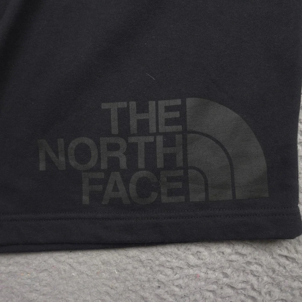 The North Face Men XL Black Fleece Sweat Shorts Big Half Dome Logo Drawstring
